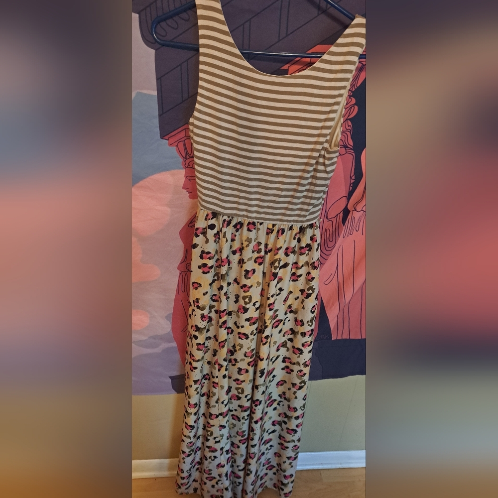 Tan and White  Maxi Dress